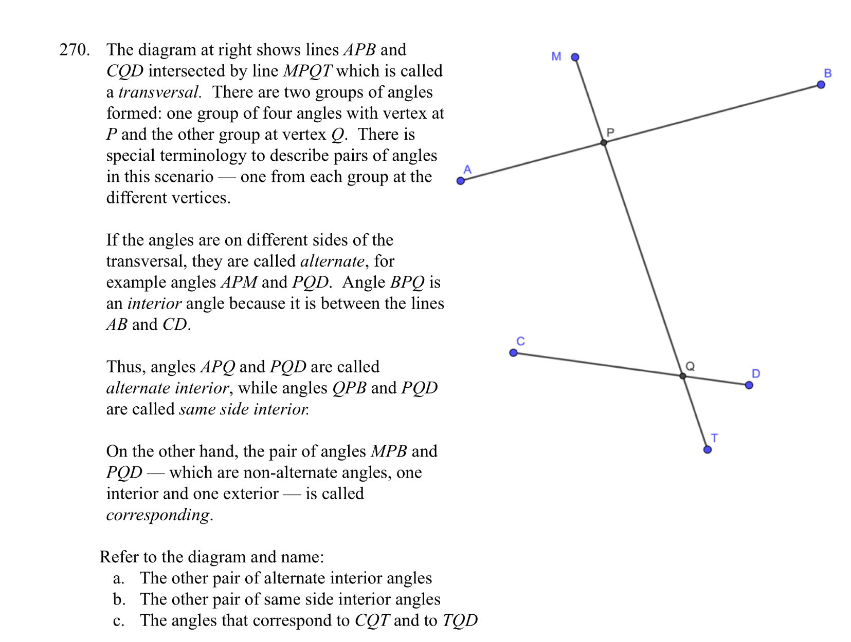 Solved The diagram at right shows lines APB and CQD | Chegg.com