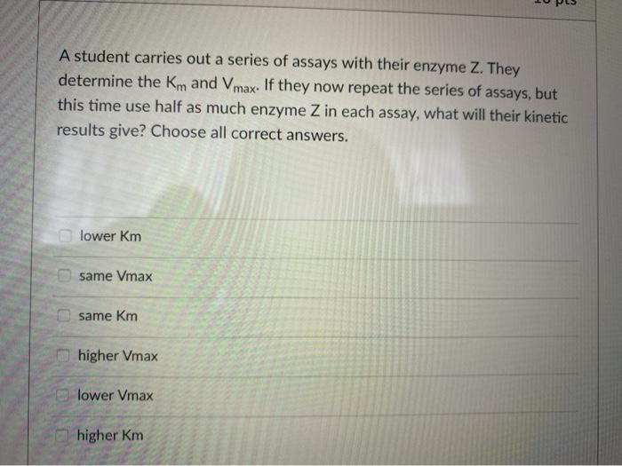 Solved A student carries out a series of assays with their | Chegg.com