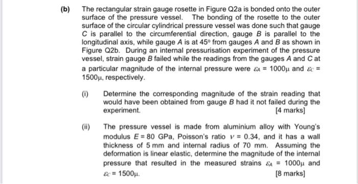 Solved The rectangular strain gauge rosette in Figure Q2a is | Chegg.com