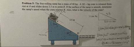 Solved Problem 5: The free-rolling ramp has a mass of 40 ﻿kg | Chegg.com