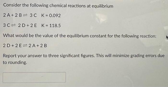 Solved Consider the following chemical reactions at | Chegg.com
