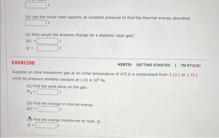Solved GOAL Use molar specific heats and the first law in a | Chegg.com