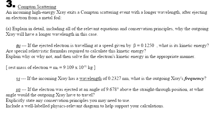 Solved Compton ScatteringAn Incoming High-energy Xray Exits | Chegg.com