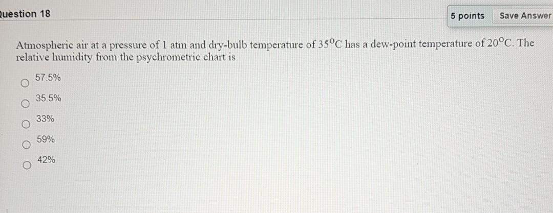 Solved Question 18 5 points Save Answer Atmospheric air at a | Chegg.com
