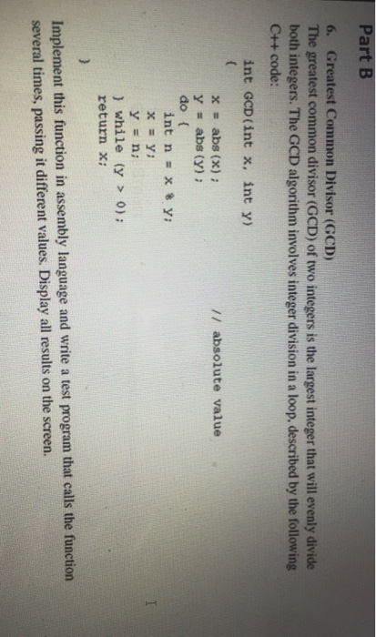 Solved Part B 6. Greatest Common Divisor (GCD) The greatest | Chegg.com