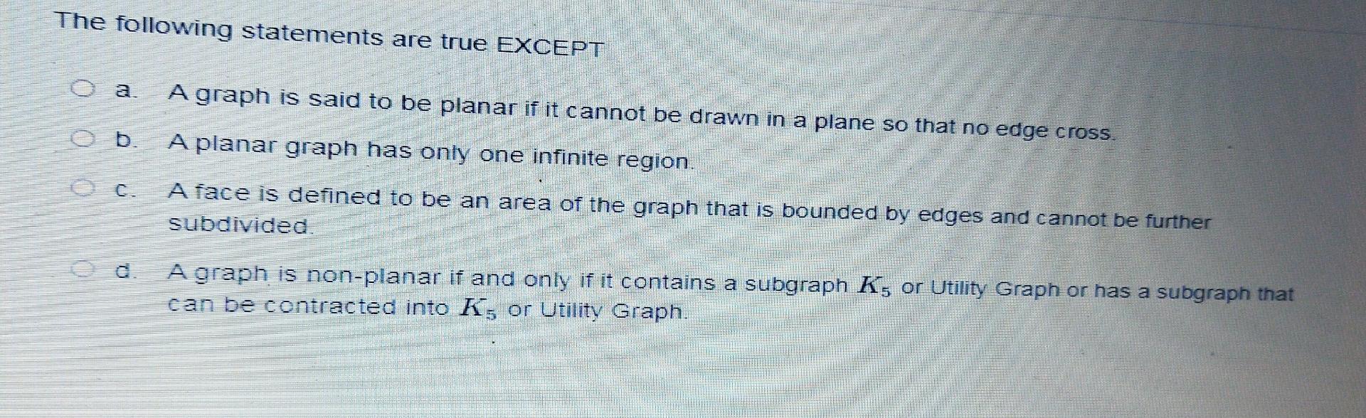 Solved The following statements are true EXCEPT a. A graph | Chegg.com