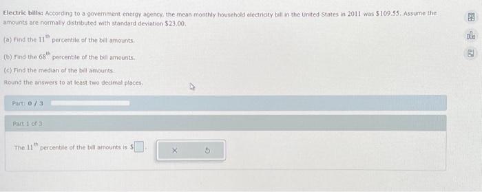Solved Electric bills: According to a govemment energy | Chegg.com