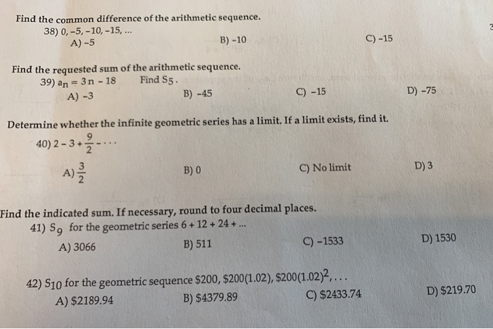 Solved Find the common difference of the arithmetic | Chegg.com