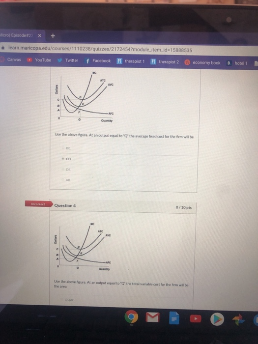 Solved Incorrect Question 1 0/10 pts Marginal cost is equal | Chegg.com