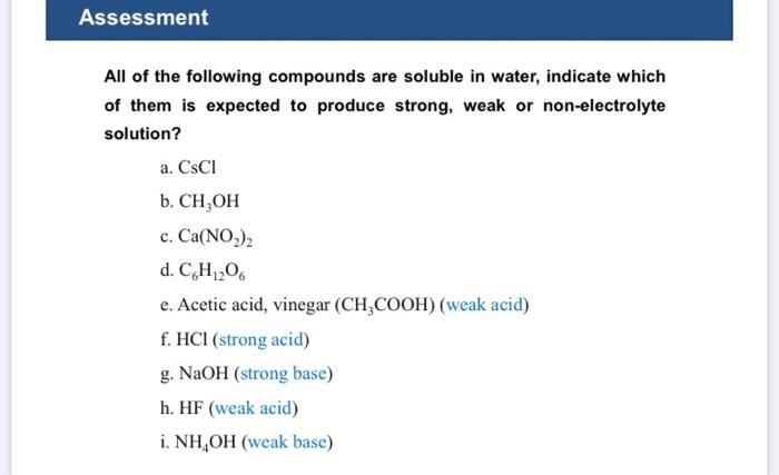 Solved All of the following compounds are soluble in water, | Chegg.com ...