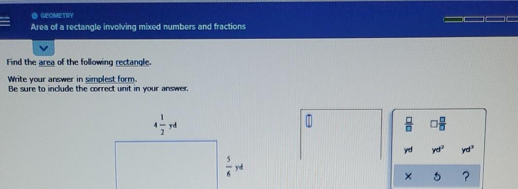 find area of rectangle with mixed fractions