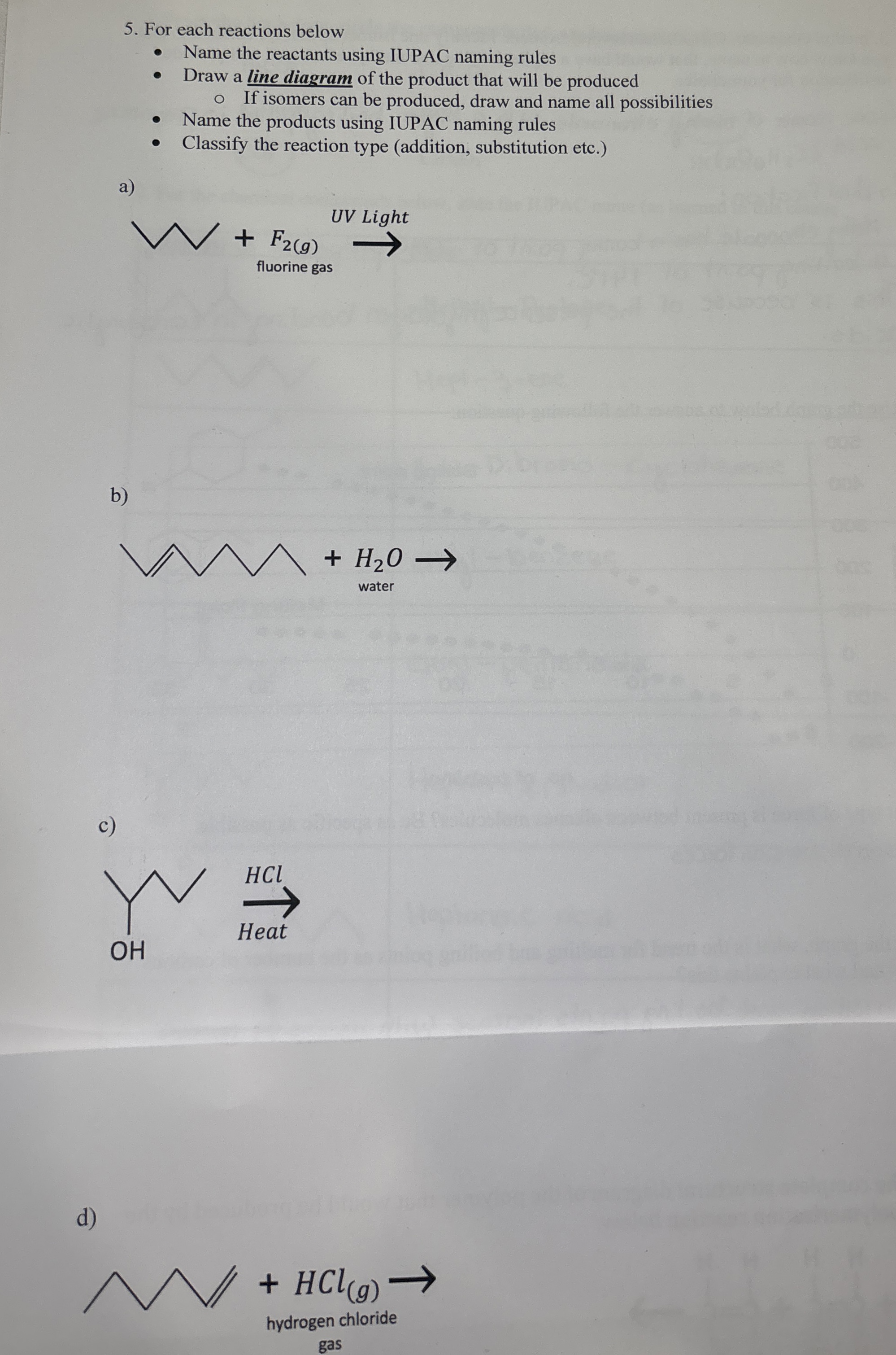 For Each Reactions BelowName The Reactants Using | Chegg.com