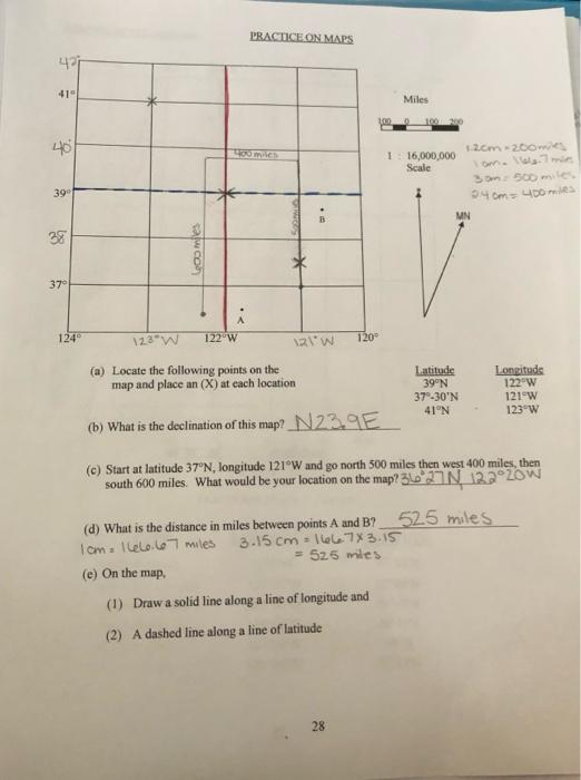 Solved PRACTICE ON MAPS MAP EXERCISE - Direction and Scale | Chegg.com