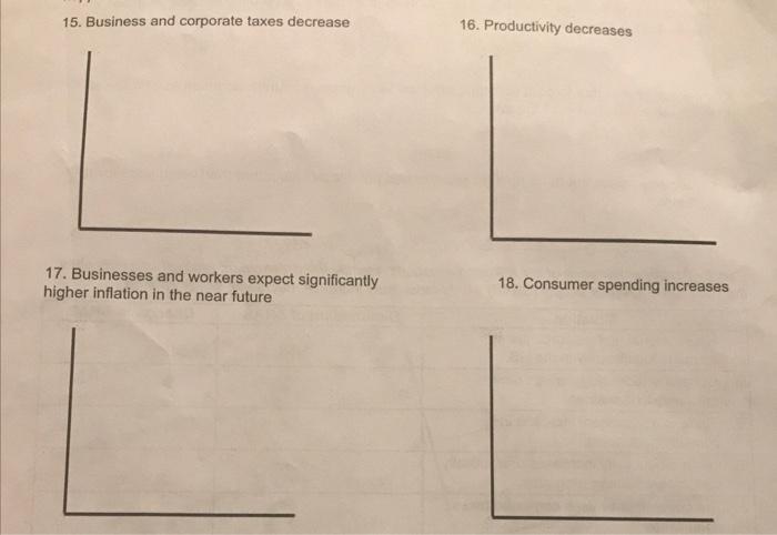 Solved 15. Business and corporate taxes decrease 16. | Chegg.com
