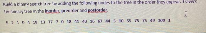 Solved Build a binary search tree by adding the following | Chegg.com
