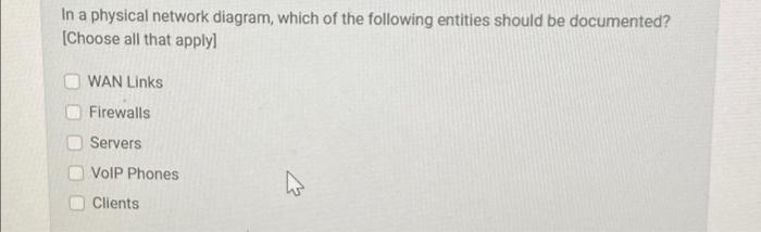 Solved In a physical network diagram, which of the following | Chegg.com