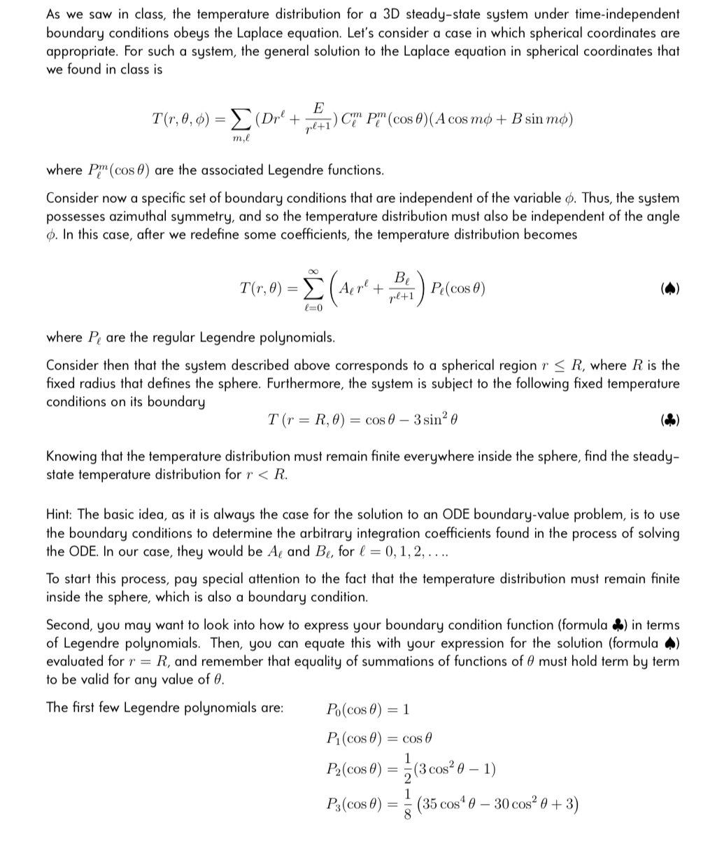 Solved As we saw in class, the temperature distribution for | Chegg.com