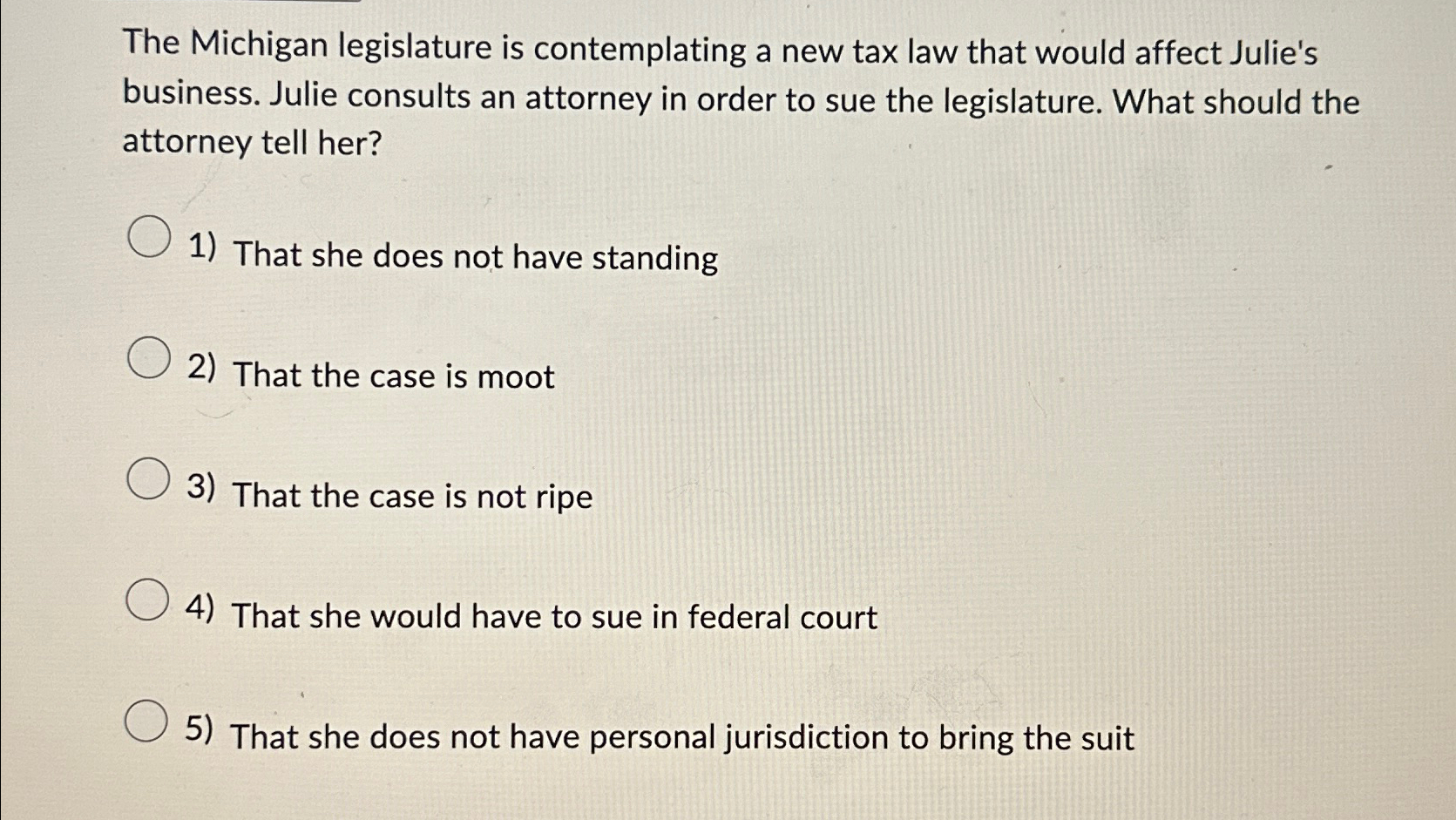 Solved The Michigan Legislature Is Contemplating A New Tax | Chegg.com