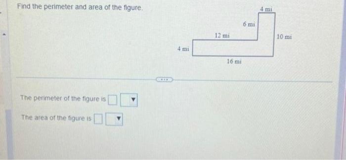 find the perimeter and area of the figure shown