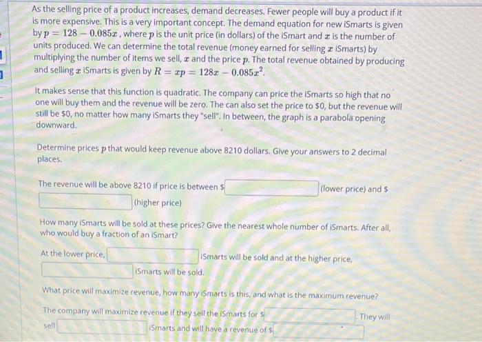 Solved As the selling price of a product increases, demand | Chegg.com