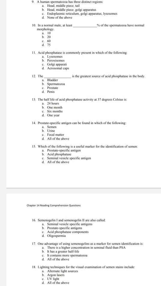 Solved Chapter 14 Reading Comprehension Questions 1. A | Chegg.com