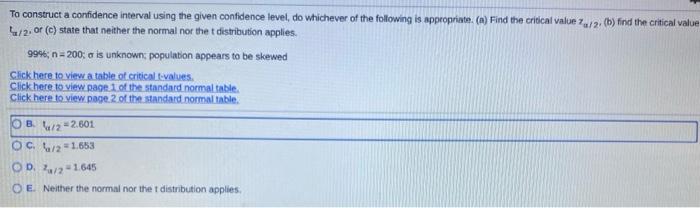 Solved To construct a confidence interval using the given | Chegg.com