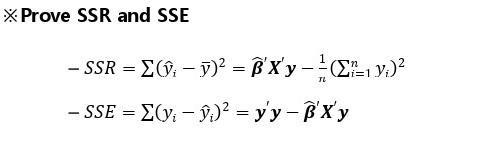 X Prove SSR and SSE = TE - SSR = 26. – 5)2 = BXy - CE-1 y.)2 (Σ-y2 – SSE = 2y - y)^ = yy- 8xy