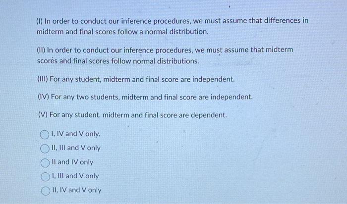 Solved The midterm and final exam scores for samples of | Chegg.com
