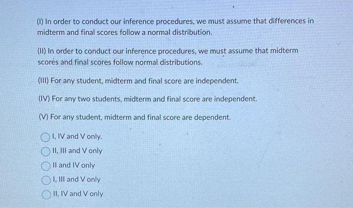 Solved The Midterm And Final Exam Scores For Samples Of | Chegg.com