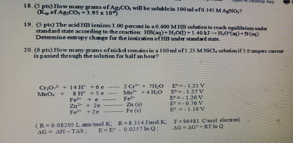 Solved Desktop App 18 5 Pts How Many Grams Of Ag Co Wi Chegg Com