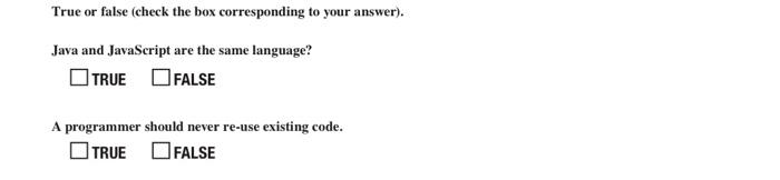 Solved True or false (check the box corresponding to your | Chegg.com