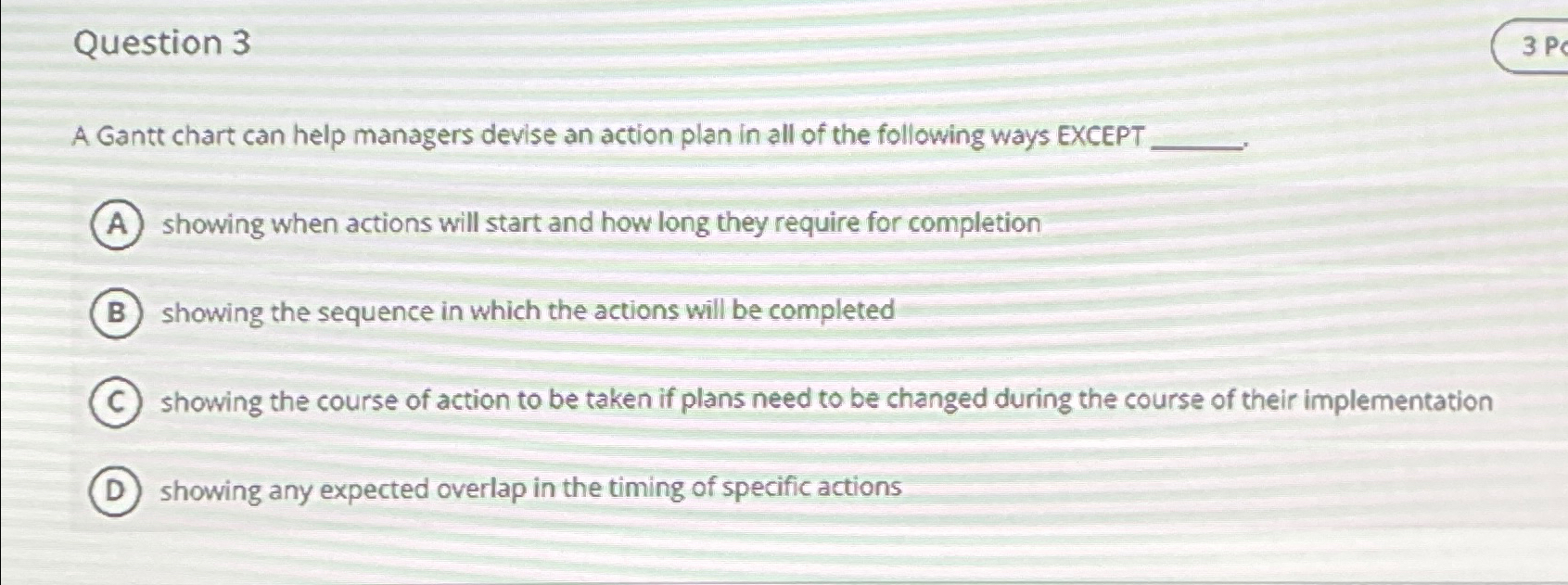 Solved Question 3A Gantt chart can help managers devise an | Chegg.com