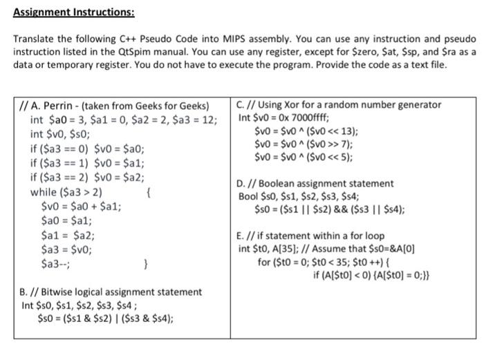 Solved Assignment Instructions: Translate the following C++ | Chegg.com