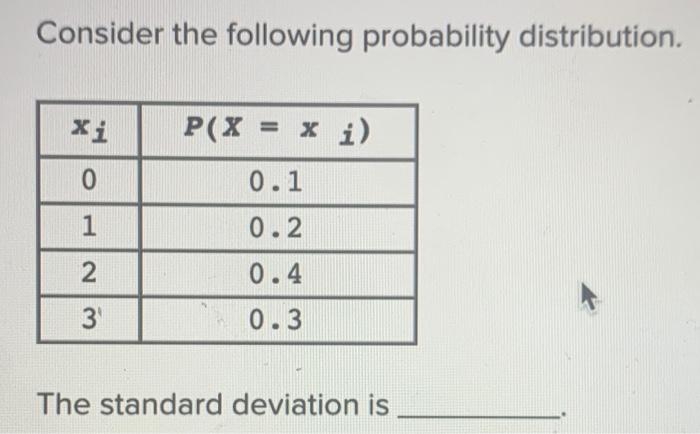 Solved Consider The Following Probability Distribution. Xi | Chegg.com