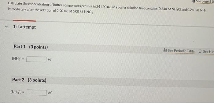 Solved See page 816 Calculate the concentration of buffer | Chegg.com