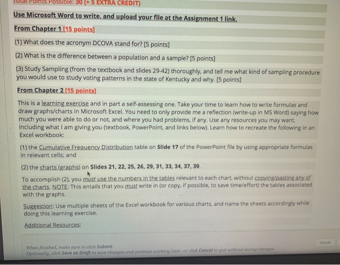 Solved Possible30 (+ 5 EXTRA CREDIT) Use Microsoft Word