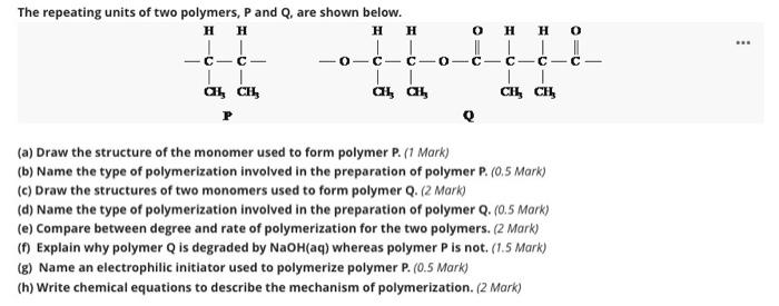 Solved The repeating units of two polymers, P and Q, are | Chegg.com