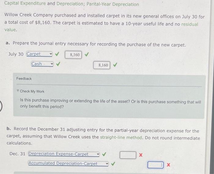 Solved Capital Expenditure and Depreciation; ParitalYear