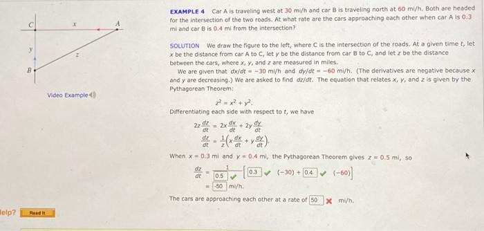 Solved Help cl B Read It Video Example EXAMPLE 4 Car A is