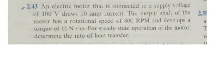 Solved 2.50 2.43 An electric motor that is connected to a | Chegg.com