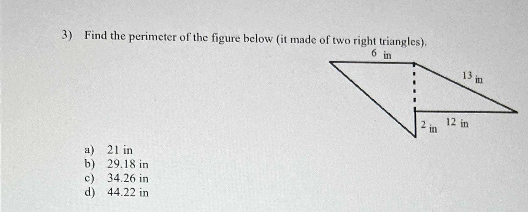 Solved Find the perimeter of the figure below (it made of | Chegg.com