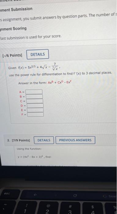 Solved s assignment, you submit answers by question parts. | Chegg.com
