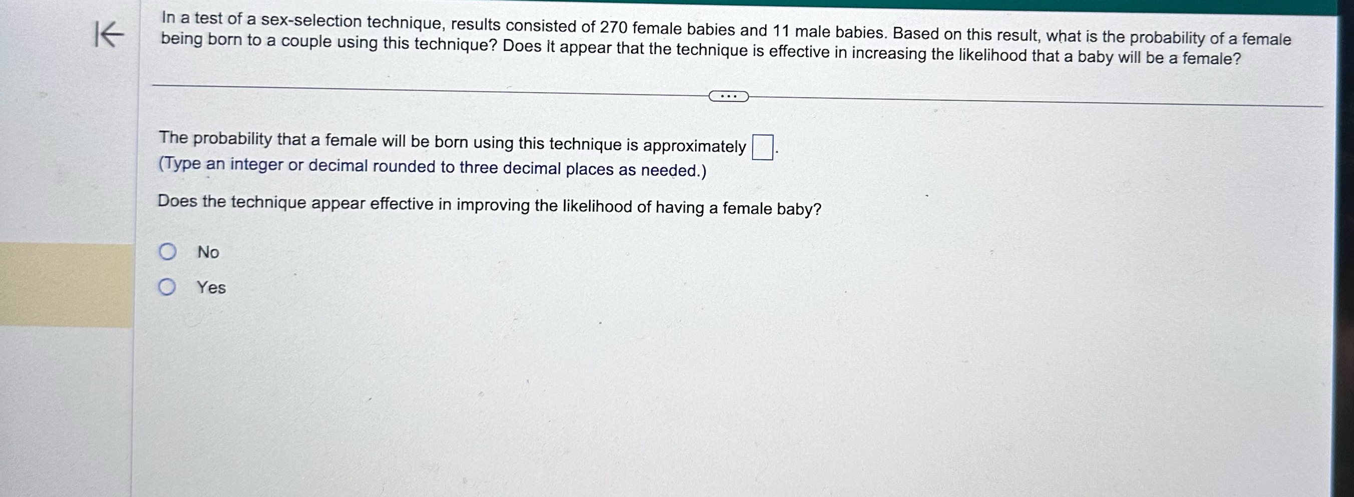 Solved In a test of a sex-selection technique, results | Chegg.com