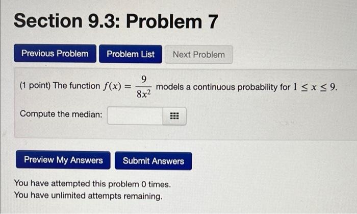 Solved Section 9.3: Problem 7 Previous Problem Problem List | Chegg.com