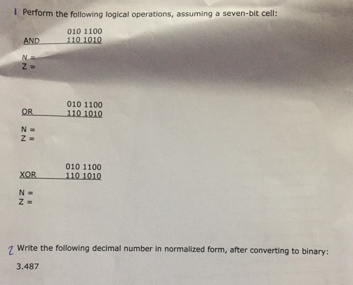 Solved Perform the following logical operations, assuming a | Chegg.com