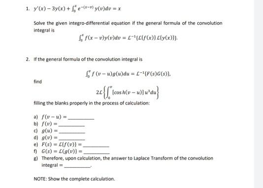 Solved 1 Y X 3y X Fe Y V Dv X Solve The Given Chegg Com