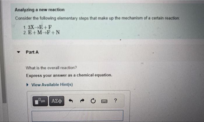 Solved Analyzing a new reaction Consider the following | Chegg.com