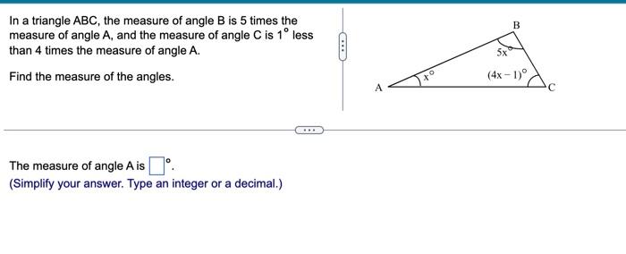 Solved In A Triangle Abc, The Measure Of Angle B Is 5 Times 