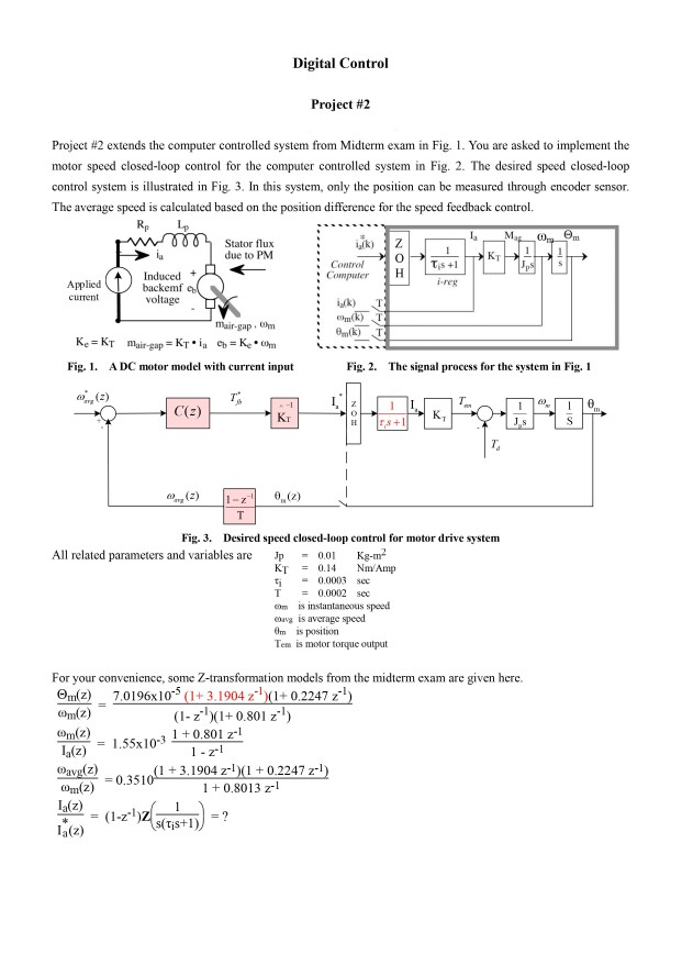 Digital Control Project #2 Project 2 extends the | Chegg.com