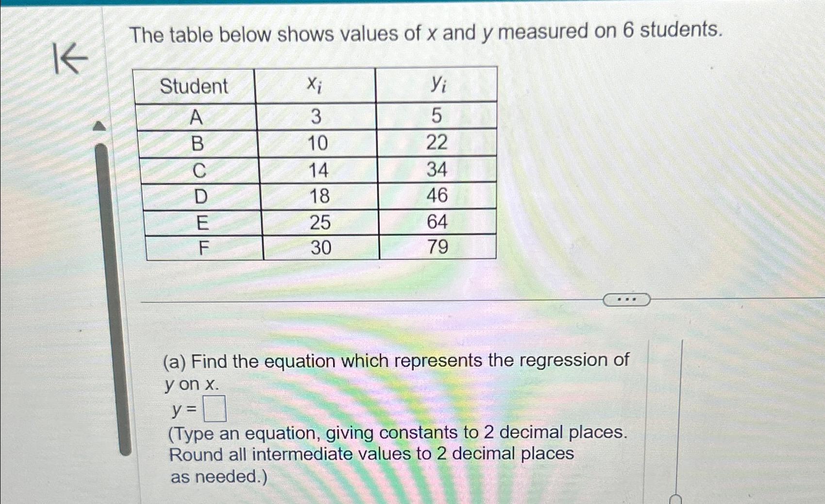 Solved The Table Below Shows Values Of X ﻿and Y ﻿measured On 8659